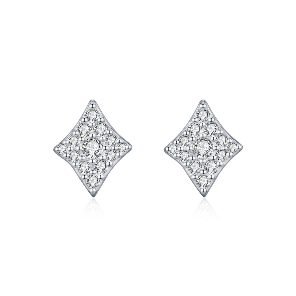 925 Sterling Silver Moissanite Rhombus Stud Earrings 110100055