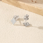 925 Sterling Silver Moissanite Rhombus Stud Earrings 110100055