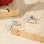 925 Sterling Silver Moissanite Rhombus Stud Earrings 110100055