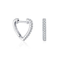 925 Sterling Silver Moissanite Heart-Shaped Huggie Hoop Earrings 110100057