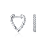 925 Sterling Silver Moissanite Heart-Shaped Huggie Hoop Earrings 110100057