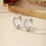 925 Sterling Silver Moissanite Heart-Shaped Huggie Hoop Earrings 110100057