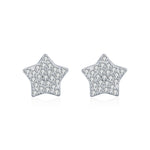 925 Sterling Silver Full Pavé Moissanite Star Stud Earrings 110100058