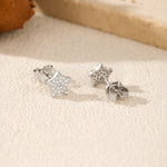 925 Sterling Silver Full Pavé Moissanite Star Stud Earrings 110100058