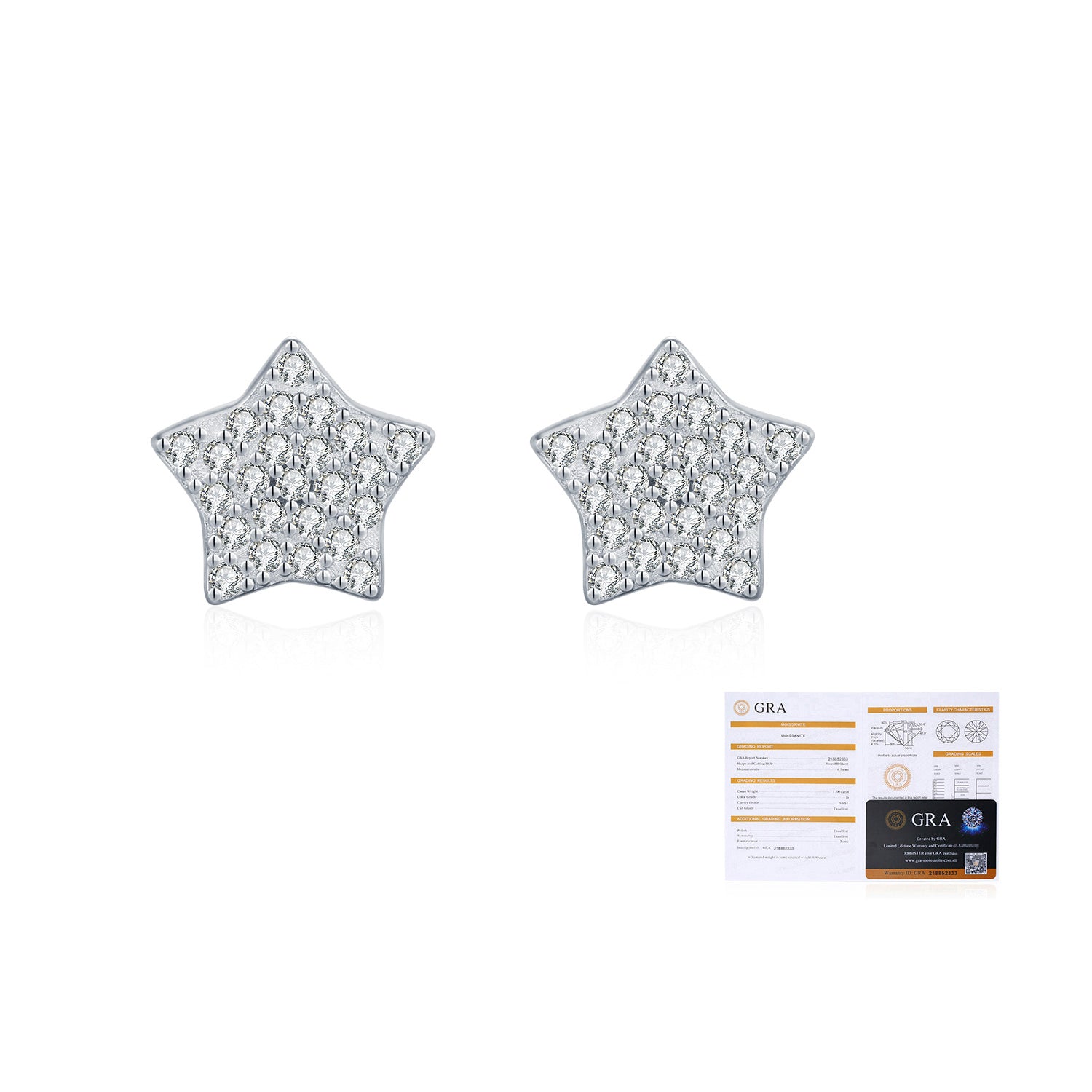 925 Sterling Silver Full Pavé Moissanite Star Stud Earrings 110100058