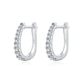925 Sterling Silver Moissanite Pavé Oval Huggie Hoop Earrings 110100059