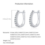 925 Sterling Silver Moissanite Pavé Oval Huggie Hoop Earrings 110100059