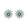925 Sterling Silver Cyan Green Moissanite Snowflake Halo Earrings 110100060