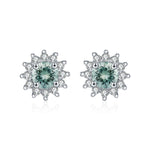 925 Sterling Silver Cyan Green Moissanite Snowflake Halo Earrings 110100060