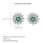 925 Sterling Silver Cyan Green Moissanite Snowflake Halo Earrings 110100060
