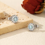 925 Sterling Silver Cyan Green Moissanite Snowflake Halo Earrings 110100060