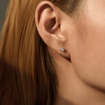 925 Sterling Silver Heart-Cut Moissanite Bezel Stud Earrings 110100062