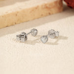 925 Sterling Silver Heart-Cut Moissanite Bezel Stud Earrings 110100062