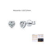 925 Sterling Silver Heart-Cut Moissanite Bezel Stud Earrings 110100062