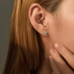 925 Sterling Silver Heart-Cut Moissanite Bezel Stud Earrings 110100062