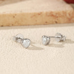 925 Sterling Silver Heart-Cut Moissanite Bezel Stud Earrings 110100062