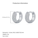 925 Sterling Silver Pave Set Moissanite Ear Buckle Hoops 110100063