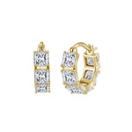 925 Sterling Silver Princess Cut Moissanite Geometric Hoop Earrings 110100067