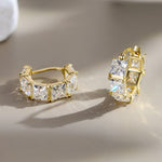 925 Sterling Silver Princess Cut Moissanite Geometric Hoop Earrings 110100067