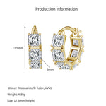 925 Sterling Silver Princess Cut Moissanite Geometric Hoop Earrings 110100067