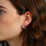 925 Sterling Silver Princess Cut Moissanite Geometric Hoop Earrings 110100067