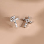 925 Sterling Silver Radiant Cut Moissanite Cross Stud Earrings 110100068