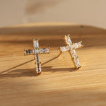 925 Sterling Silver Radiant Cut Moissanite Cross Stud Earrings 110100068