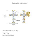 925 Sterling Silver Radiant Cut Moissanite Cross Stud Earrings 110100068