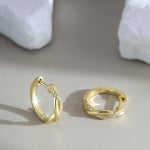 925 Sterling Silver Moissanite Mobius Twist Huggie Hoop Earrings 110100070