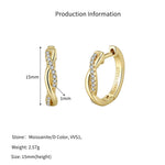 925 Sterling Silver Moissanite Mobius Twist Huggie Hoop Earrings 110100070