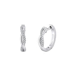925 Sterling Silver Moissanite Mobius Twist Huggie Hoop Earrings 110100070