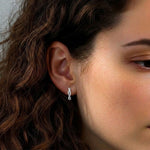 925 Sterling Silver Moissanite Mobius Twist Huggie Hoop Earrings 110100070