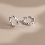 925 Sterling Silver Moissanite Mobius Twist Huggie Hoop Earrings 110100070