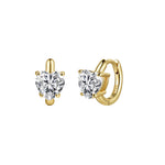 925 Sterling Silver Heart Moissanite Huggie Hoop Earrings 110100071