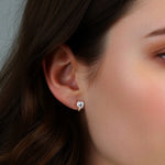 925 Sterling Silver Heart Moissanite Huggie Hoop Earrings 110100071