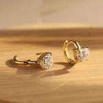 925 Sterling Silver Heart Moissanite Huggie Hoop Earrings 110100071