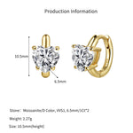 925 Sterling Silver Heart Moissanite Huggie Hoop Earrings 110100071