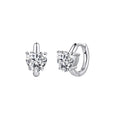 925 Sterling Silver Heart Moissanite Huggie Hoop Earrings 110100071