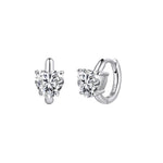 925 Sterling Silver Heart Moissanite Huggie Hoop Earrings 110100071