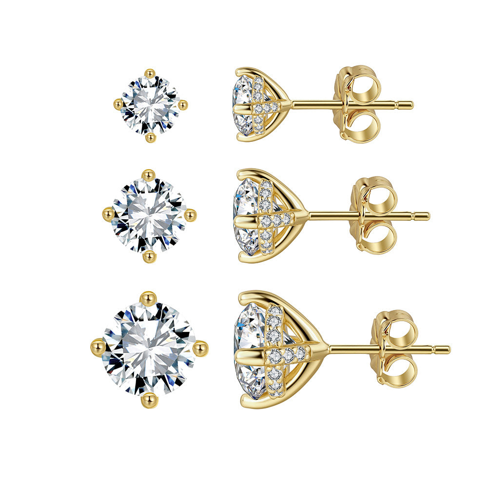 925 Sterling Silver Moissanite Hidden Halo Stud Earrings 110100072