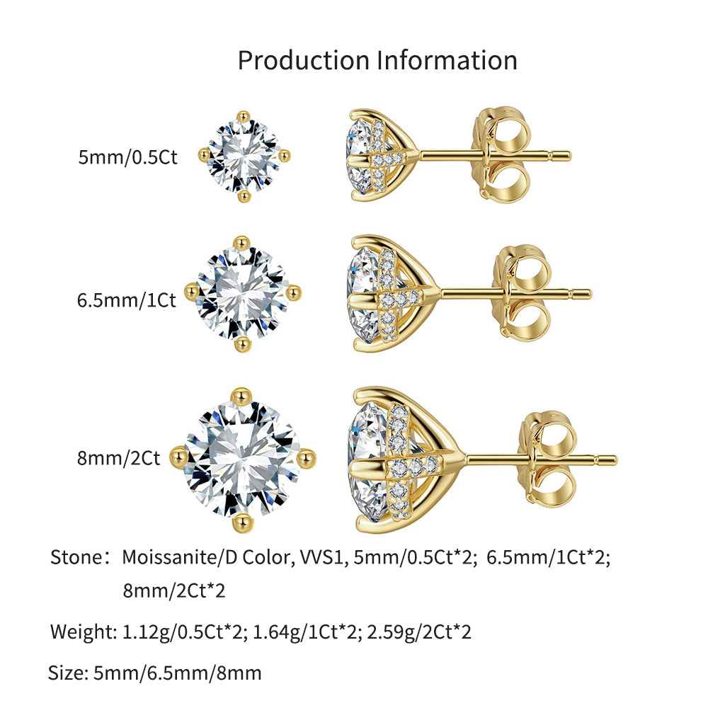 925 Sterling Silver Moissanite Hidden Halo Stud Earrings 110100072
