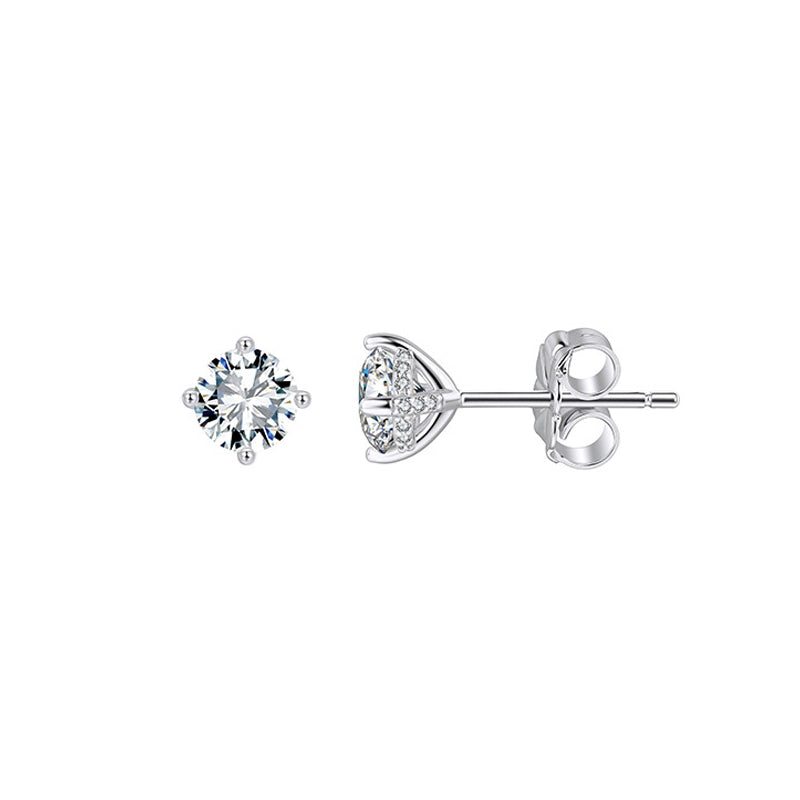 925 Sterling Silver Moissanite Hidden Halo Stud Earrings 110100072