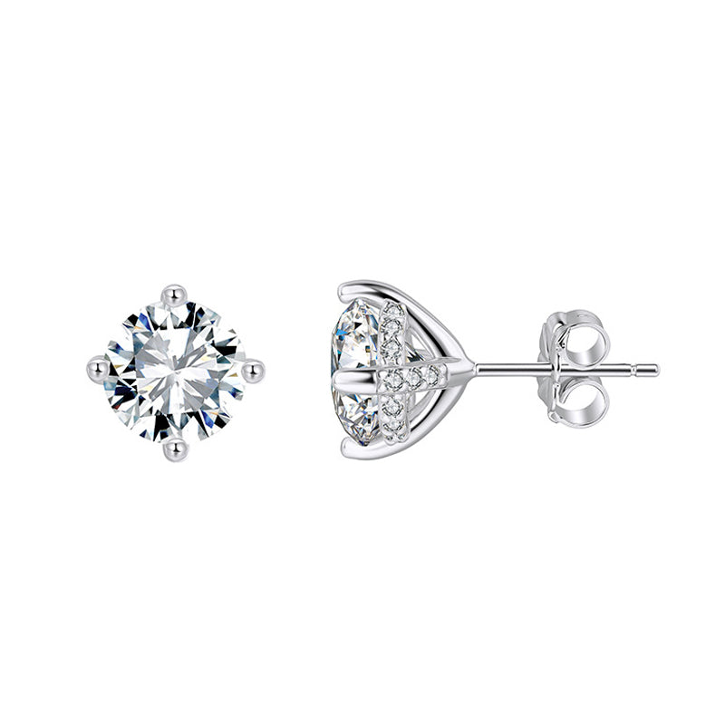 925 Sterling Silver Moissanite Hidden Halo Stud Earrings 110100072