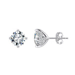 925 Sterling Silver Moissanite Hidden Halo Stud Earrings 110100072