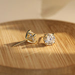 925 Sterling Silver Moissanite Hidden Halo Stud Earrings 110100072
