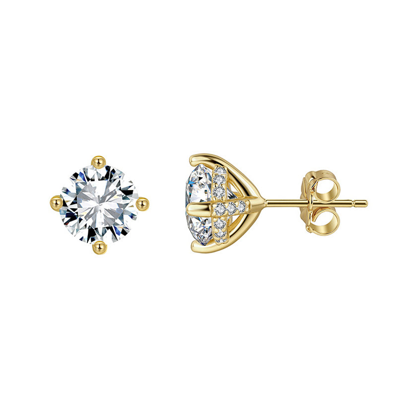 925 Sterling Silver Moissanite Hidden Halo Stud Earrings 110100072