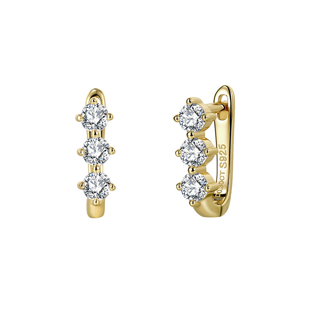 925 Sterling Silver Moissanite U-Shape Huggie Earrings 110100075