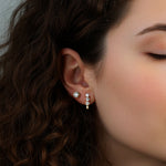 925 Sterling Silver Moissanite U-Shape Huggie Earrings 110100075