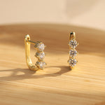 925 Sterling Silver Moissanite U-Shape Huggie Earrings 110100075