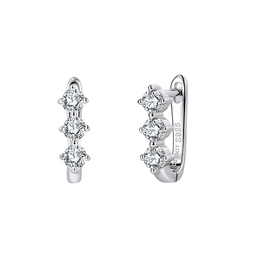 925 Sterling Silver Moissanite U-Shape Huggie Earrings 110100075